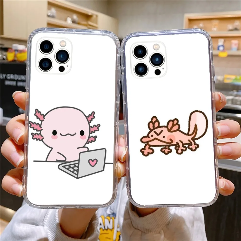 Cartoon Cute Axolotl Phone Case For iPhone Apple 15,14,13,12,Mini,11,Pro,Max,Plus,X,XR,XS,8,SE,2020,Plus Transparent Cover