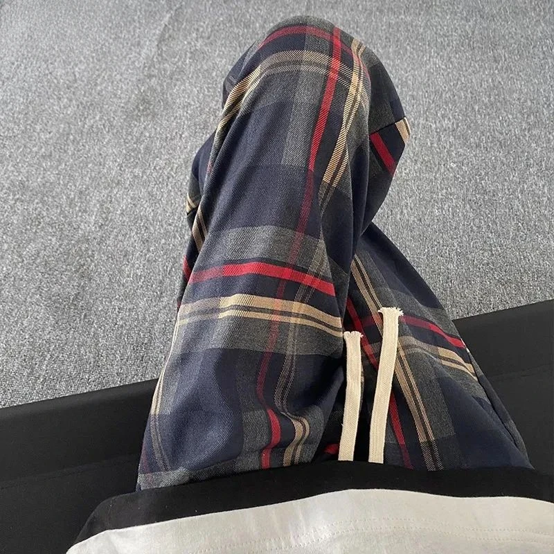 Scottish plaid trousers men oversize straight trousers ins high street trendy brand high end casual trousers cargo pants women