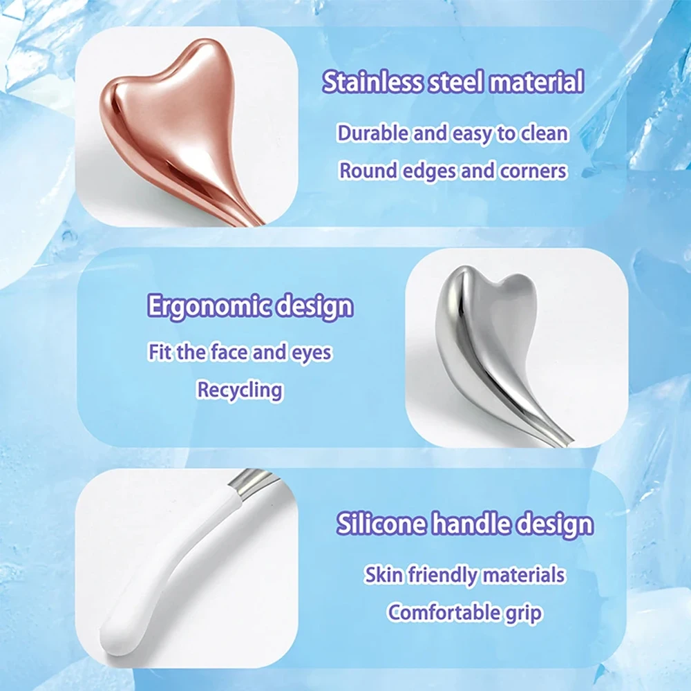 ลูกกลิ้งนวดหน้าและรอบดวงตา สปาเย็น ลูกกลิ้งน้ำแข็ง สแตนเลส กัวซา ครายโอ สติ๊ก นวดหน้า บำรุงผิวหน้า ของขวัญสำหรับผู้หญิง