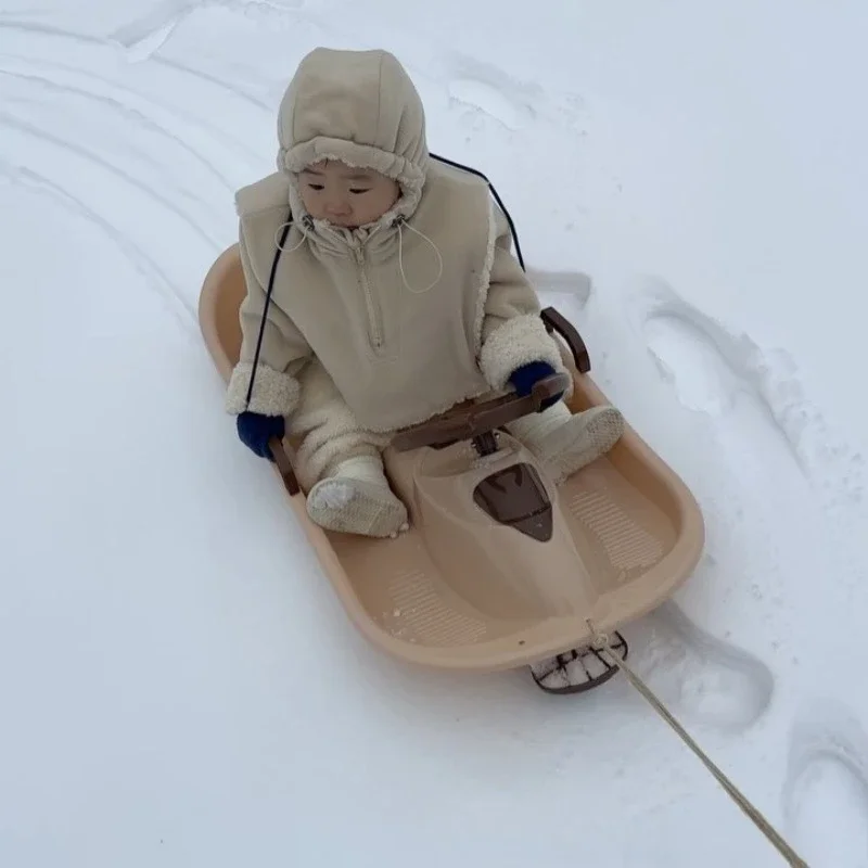 Snowboard Children's Thickened Adult Climbing Plow Grass Board Steering Wheel Snowboard Outdoor Sled Car
