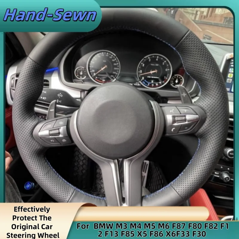 

Car Steering Wheel Cover Hand-Sewn Genuine Leather For BMW M3 M4 M5 M6 F87 F80 F82 F12 F13 F85 X5 F86 X6F33 F30 Car Accessories
