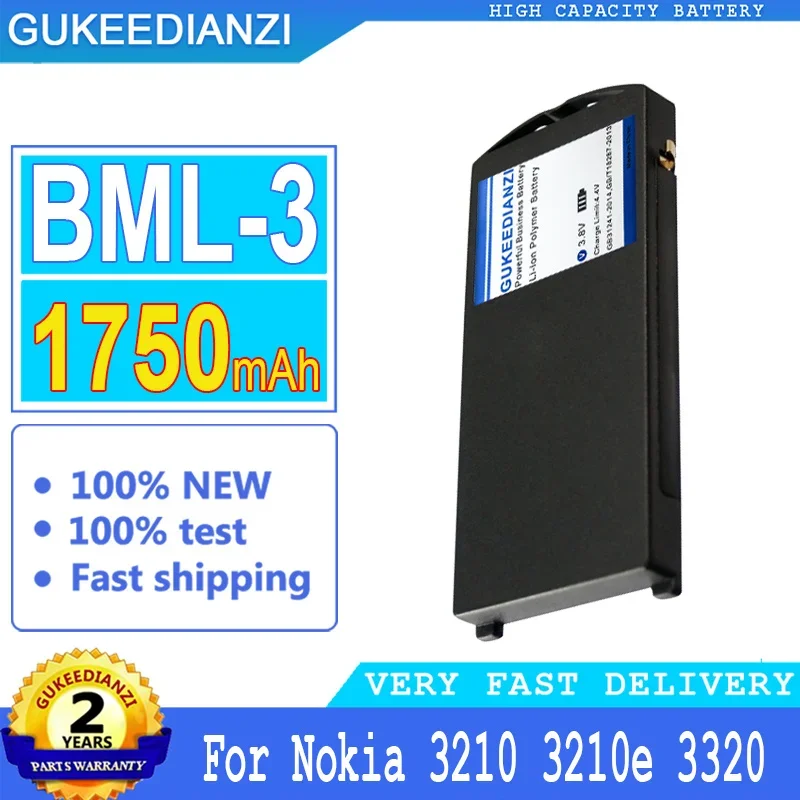 GUKEEDIANZI Battery for Nokia, Big Power Battery, 1750mAh, BML-3, BML3, 3210, 3210e, 3320