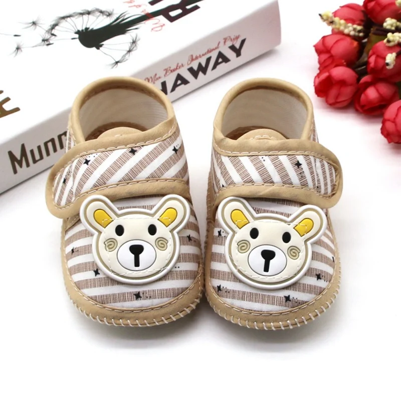 

Cartoon Bear Baby Shoes For Boy Gir Newborns First Walkers Stripes Infant Sneakers Soft Anti-slip Baby Casual Shoes