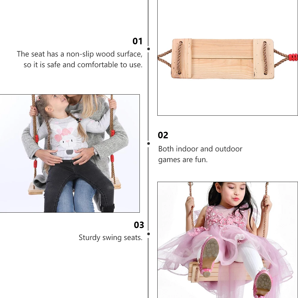 1pc Pine Board Swing Houten Zitting Antislip Nylon Touw Hangende Boomschommels Speeltuin Speelgoed Outdoor Indoor Fun Games