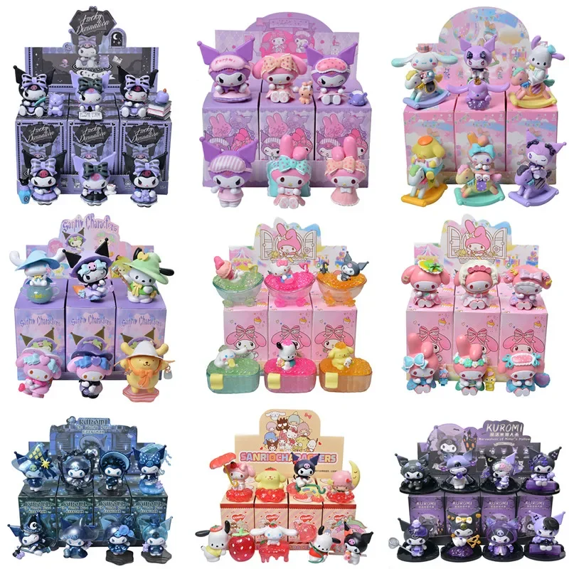 

Anime Sanrio Figure Hello Kitty Kuromi My Melody Blind Box Divination Pajamas Strawberry Shortcake Series Collect Toys For Kids