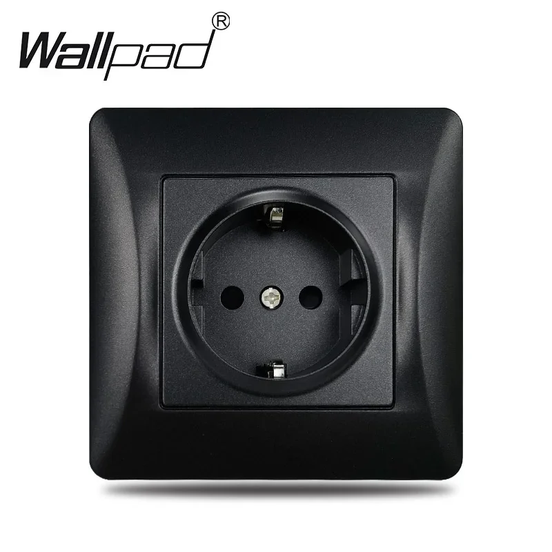 EU Standard Power Wall Socket Wallpad Fireproof Black Panel 110V-240V 16A AC Charger Plates Wall Sockets with Claws For EU Box