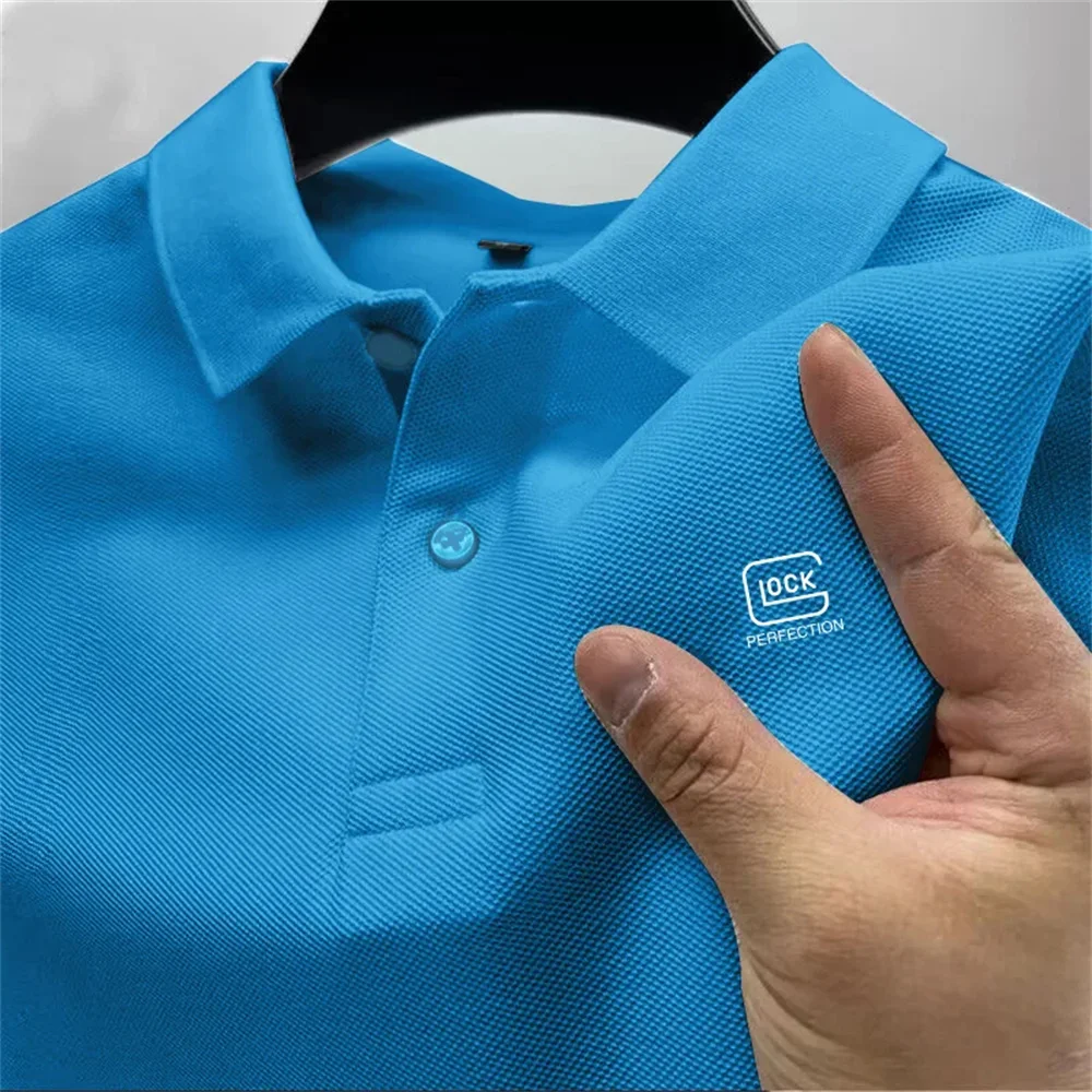 New men selling breathable quick drying T-shirt business casual POLO shirt summer new fashion short-sleeved clothing solid color