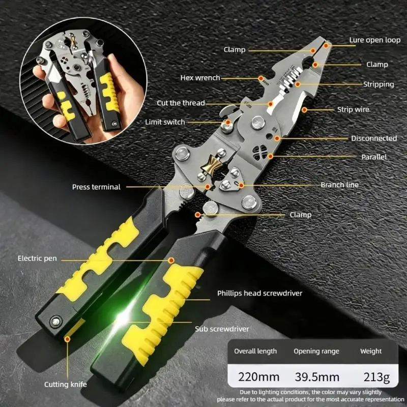

Folding Wire Stripping Pliers Crimping Tool Multifunctional Electrician Pliers With Detector Easy to Use M4YD