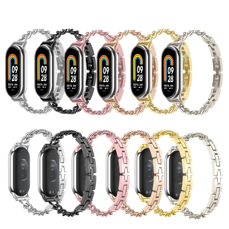 stainless steel Strap For xiaomi mi band 8 Belt Replacement smart watch for mi band 9 Bracelet  watchband Accessories