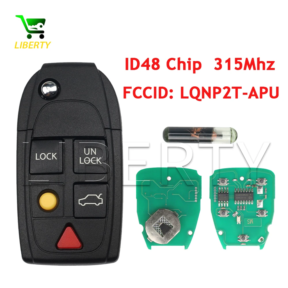 

Liberty FCC LQNP2T-APU для Volvo XC70 XC90 S60 S70 S80 V70 2004-2015 315 МГц ID48Chip 5 кнопок автомобильный откидной дистанционный ключ с паролем