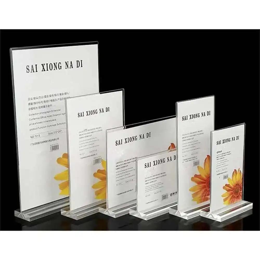T-shape Clear Acrylic Display Card Holder A4/a5 Restaurant Advertising Poster Price List Of Drinks Menu Sign Frame Rack