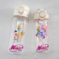 Winx Club 400ML/600ML Anime Cartoon Portable Sports PC Straw Cup Outdoor Camping Gift Men and Women Winx Character Water Cup