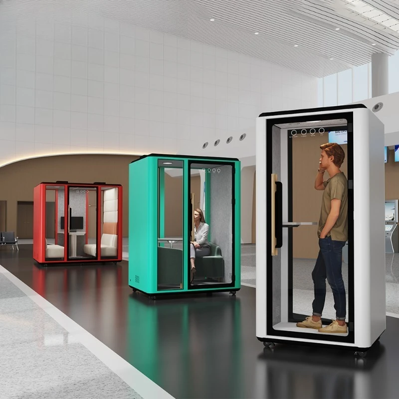 Modern Single-Person Telephone Booth Phone Pod Soundproof Features for Office Warehouse Use Interpreter Booth