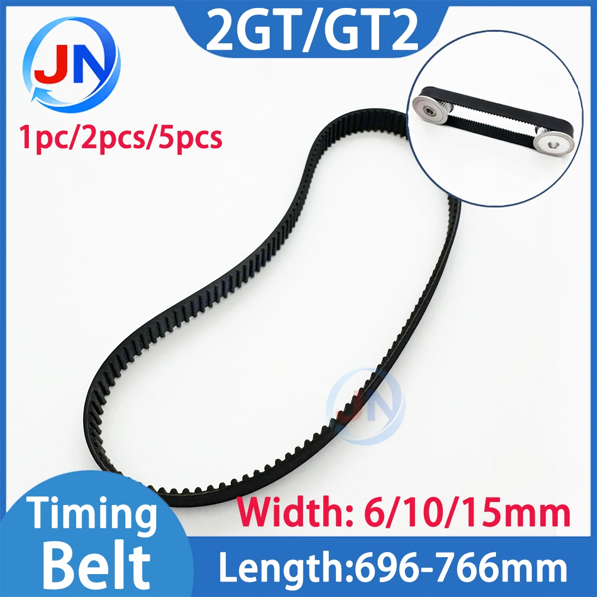 2GT Timing Belt Length 696 700 702 710 726 730 738 740 742 750 752 760 766mm Width 6 10 15mm GT2 Closed Loop Synchronous Belt