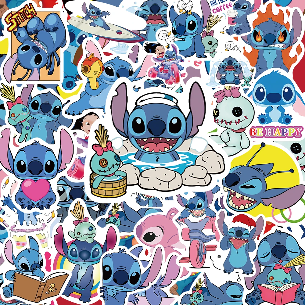 50/100Pcs Cute Disney Cartoon Lilo Stitch Stickers Graffiti for Scrapbook Laptop Phone Luggage Skateboard Decal Sticker Toy Gift