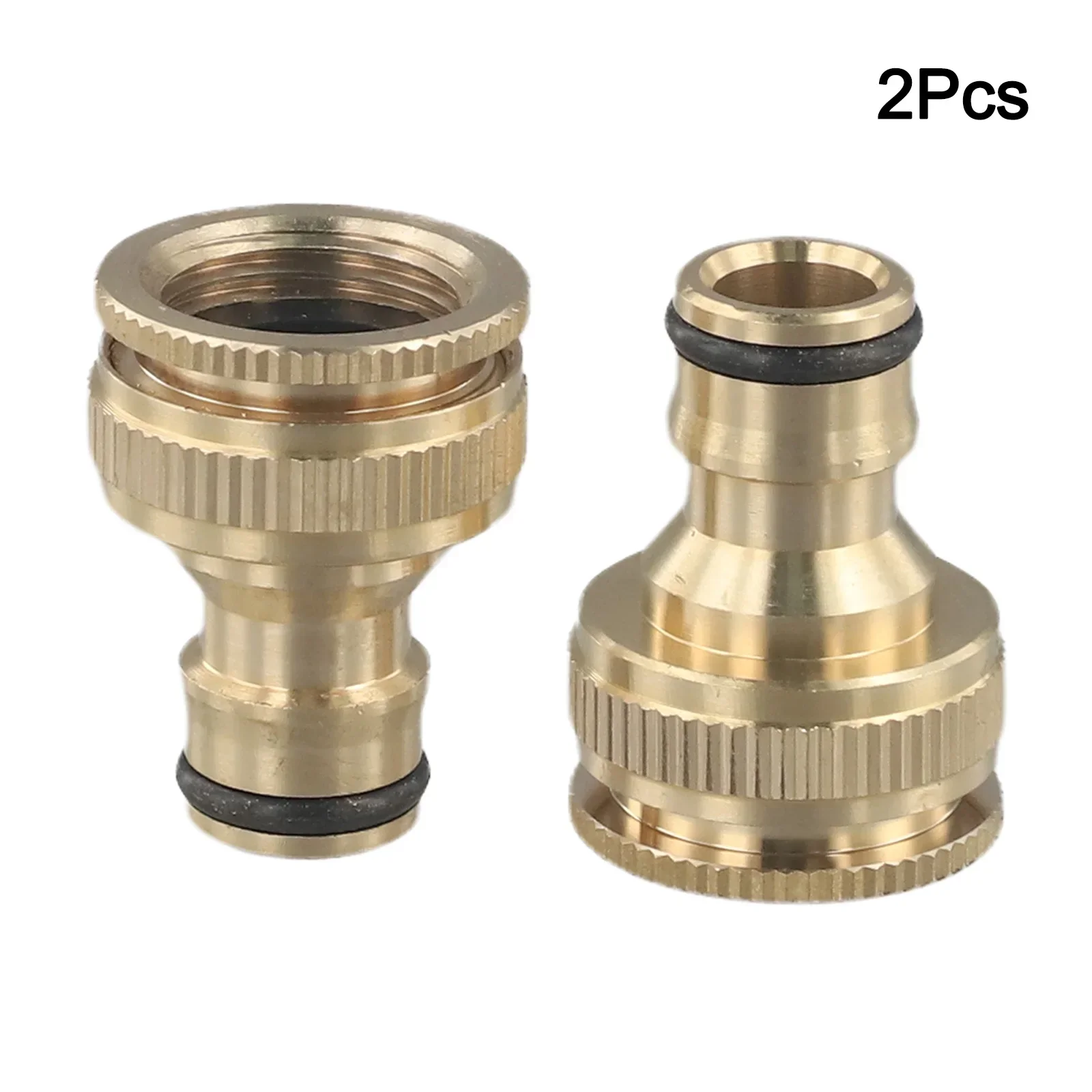 Garden Faucet Fitting Adaptor Brass Gold Universal Hose Tap Connector 1/2\'\' & 3/4\'\' Female Threaded Faucet Adapter