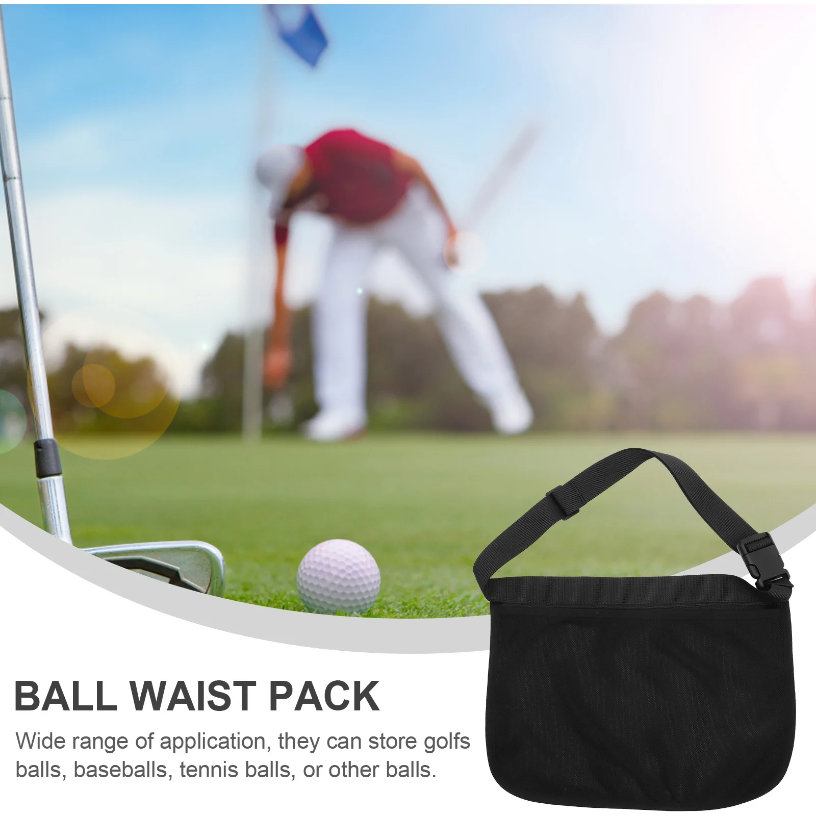 

Mesh Bag Tennis Ball Small Drawstring Storage Organizer Holder Waist Black Carrier