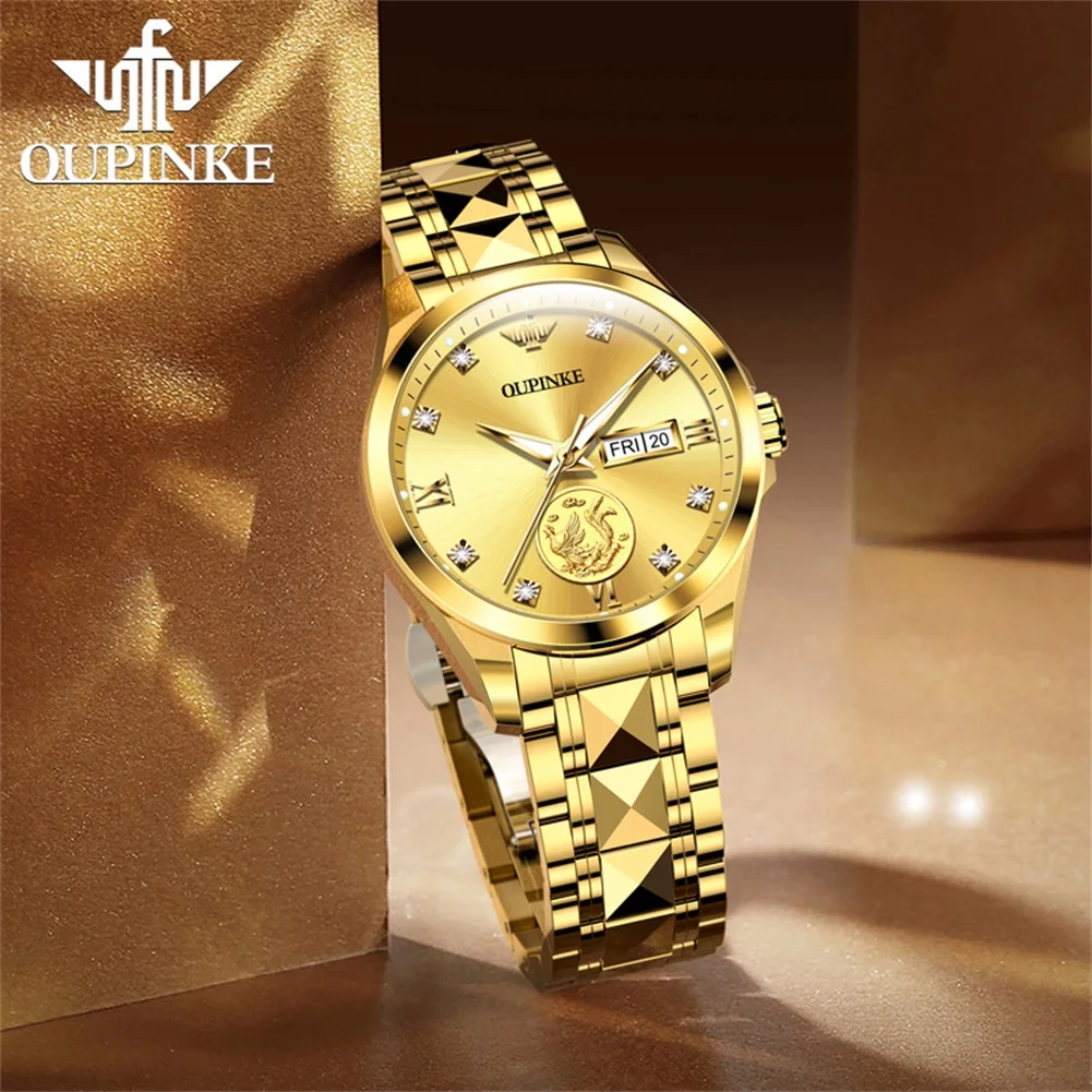OUPINKE 3259 Luxury Watch For Women Synthetic Sapphire Mirror Mechanical Woman Watch Tungsten Steel Strap Calendar Wristwatch