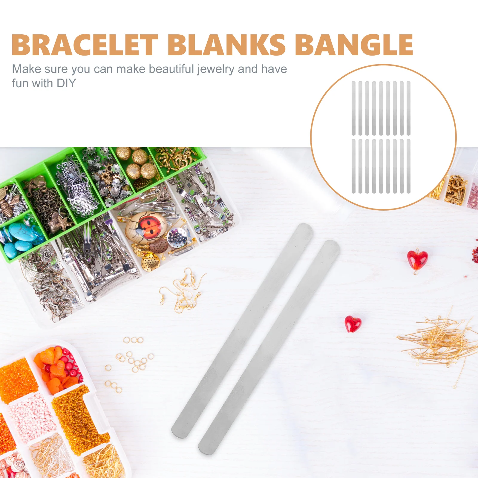

Stainless Steel Bracelet Metal Making Kit Beads for Bracelets Jewelry Blank Cuff Blanks Diy Women