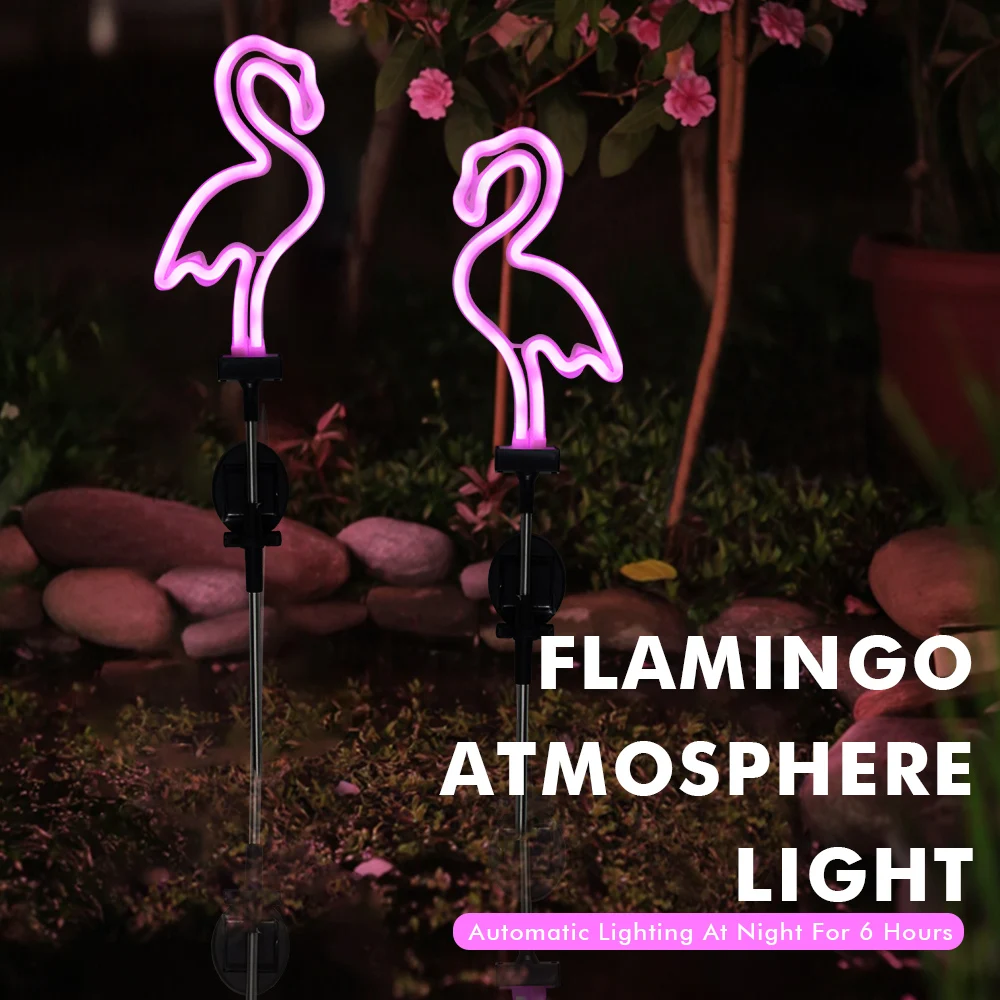Solar Neon Flamingo Lights Landscape Garden Decoration Outdoor Waterproof Yard Lamp Lawn Terrace Light Patio Walkway Light view 2