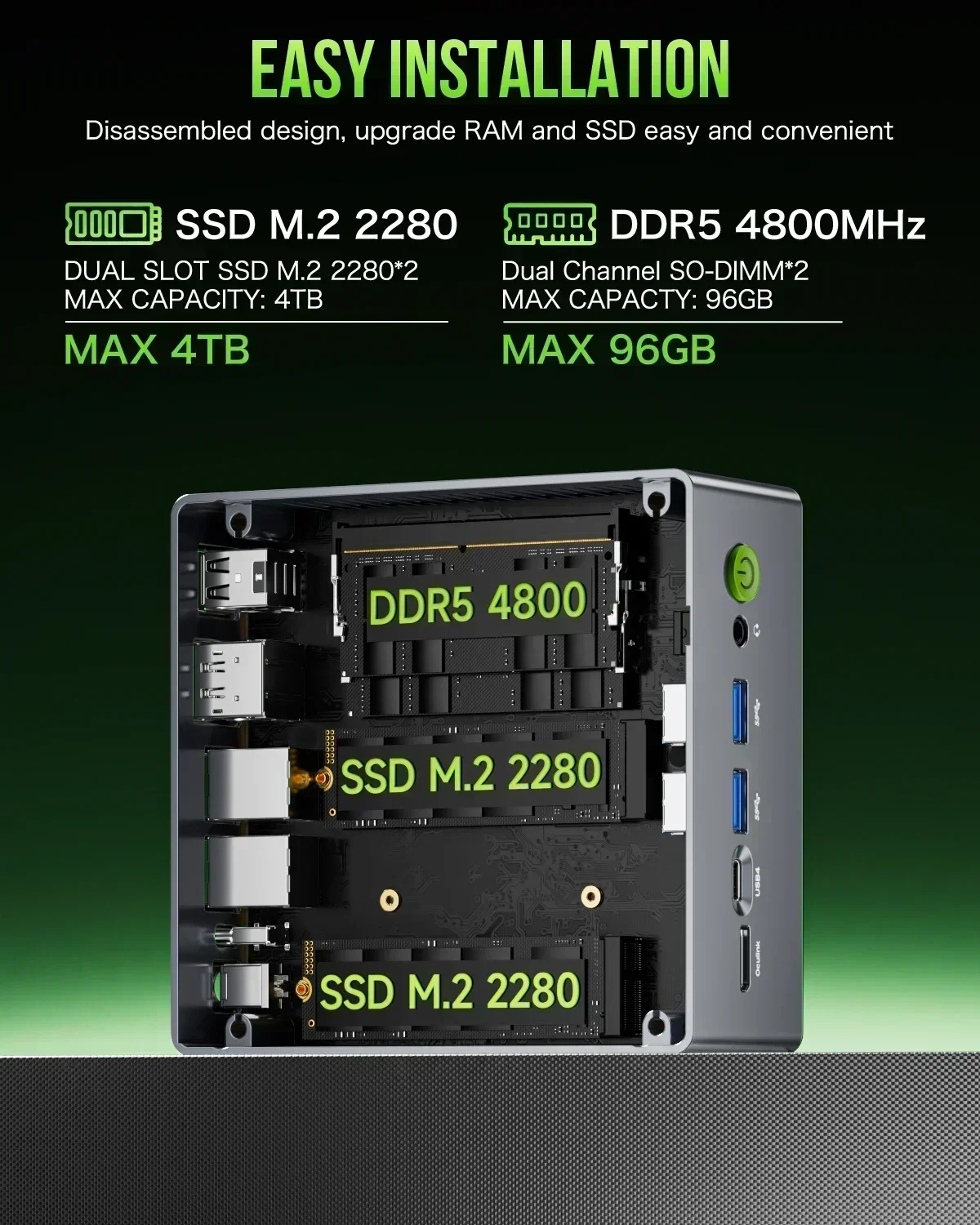 كمبيوتر صغير GMKtec M7 Ryzen 7 6850H يعمل بنظام التشغيل Windows 11 DDR5 4800MHz Pcie 3.0 NVMe SSD Wifi6 BT5.0 2.5G LanX2 Oculink كمبيوتر ألعاب سطح المكتب