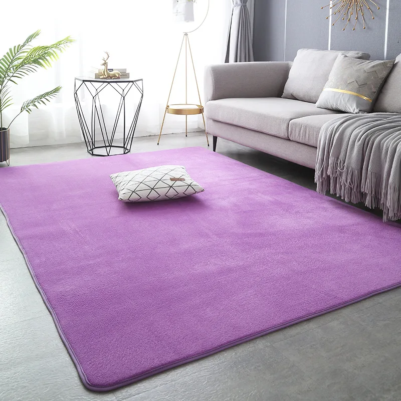 Solid Color Coral Velvet Carpet Modern Living Room Area Rugs Bedroom Bedside Rug Living Room Tatami Crawling Mat Home Decoration