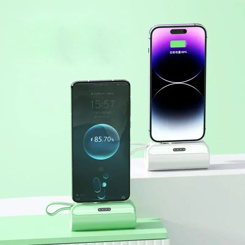 باور بانك صغير محمول بقدرة 10 وات 5000/10000 مللي أمبير في الساعة مع شحن سريع من النوع C لهاتف آيفون وسامسونج وبطارية هواوي الخارجية