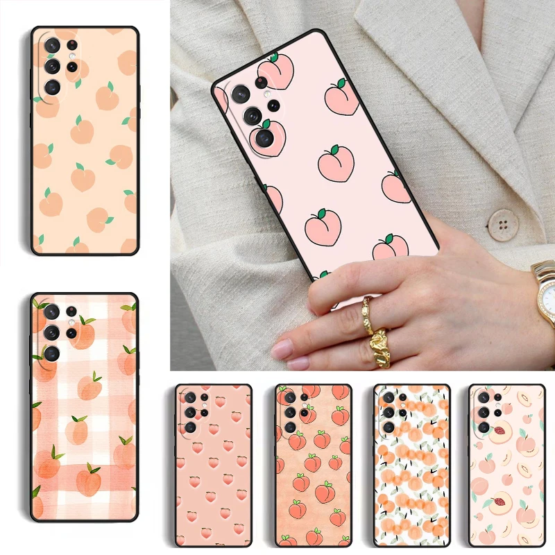 Peaches Aesthetic Phone Case for Samsung Galaxy S26 S25 Ultra S24 S23 S22 S21 Plus Note 10 Bumper Cover