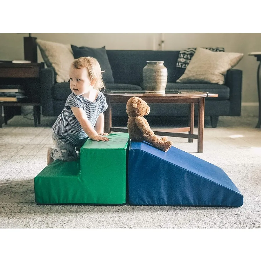 Up and Down Set Indoor Foam Playset 2 Piece Soft Toddler and Active Play Foam Climber for Balancing Crawling Climbing Sliding a