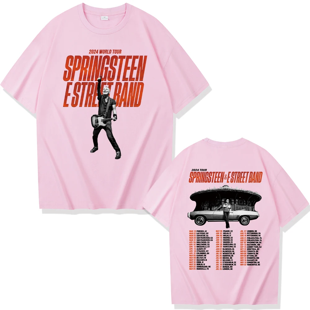 Bruce Springsteen i E Street 2024 Tour T-shirty Kobiety Mężczyzna Letnie koszulki z krótkim rękawem Prezent dla fanów Harajuku