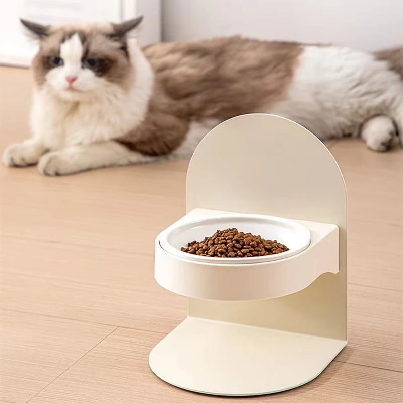 

Керамическая миска для кошек с косым горлышком на высоких ножках, регулируемая миска для высокого еды с защитой шеи, нелегко переворачиваемая миска для кошек и собак