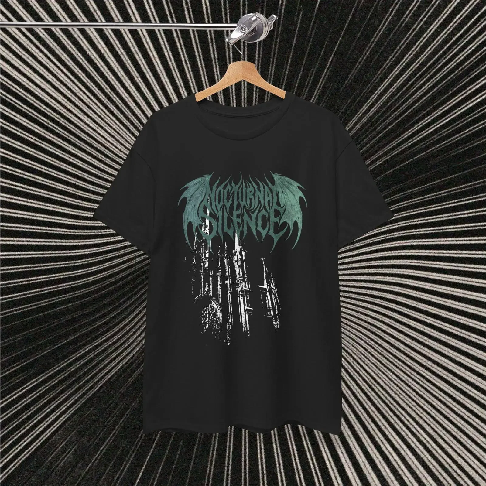 Nocturnal Silence Black Metal T Shirt Gothic Grunge Aesthetic Heavy Cotton Alternative Cathedral Graveyard Streetwear vintage