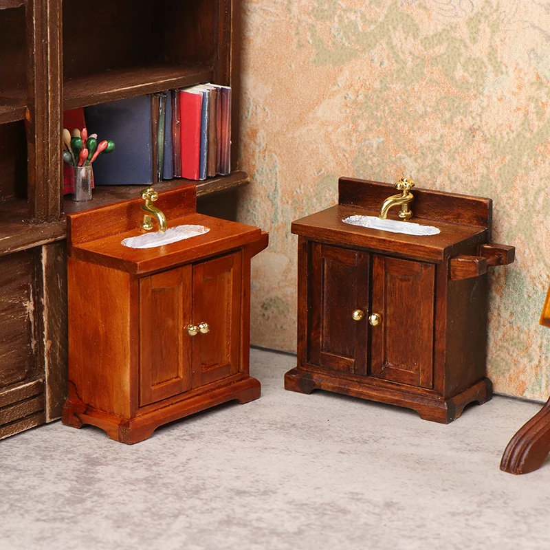 1/12 دمية محاكاة حوض غسيل خزانة دمية بالوعة الحمام زخرفة الأثاث لعبة المشهد الصغير البناء الدعامة #3