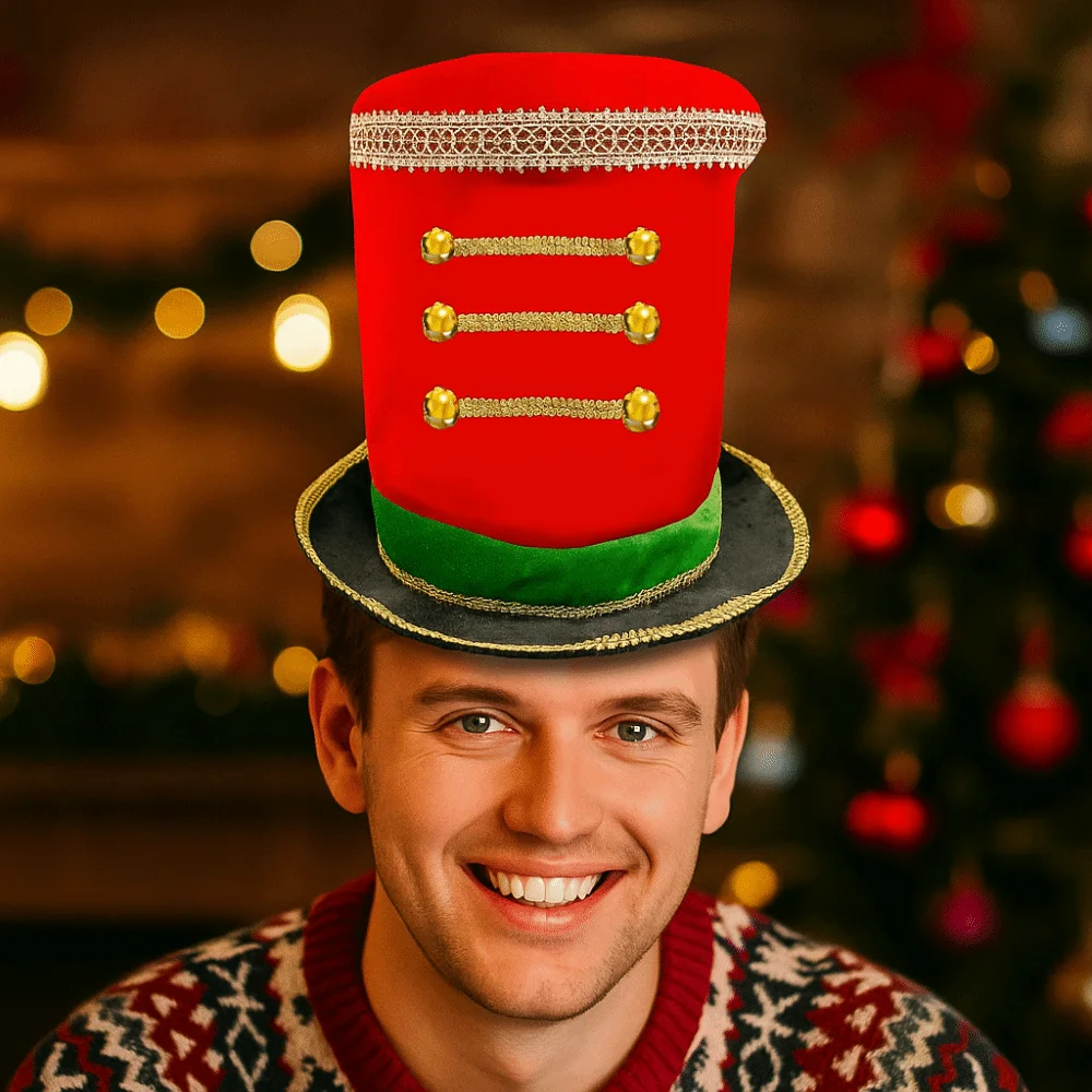 Plastic Christmas Welcome Hat Checkered Cosplay Glitter Sequin Christmas Hat Comfortable Breathable Christmas Party Cap