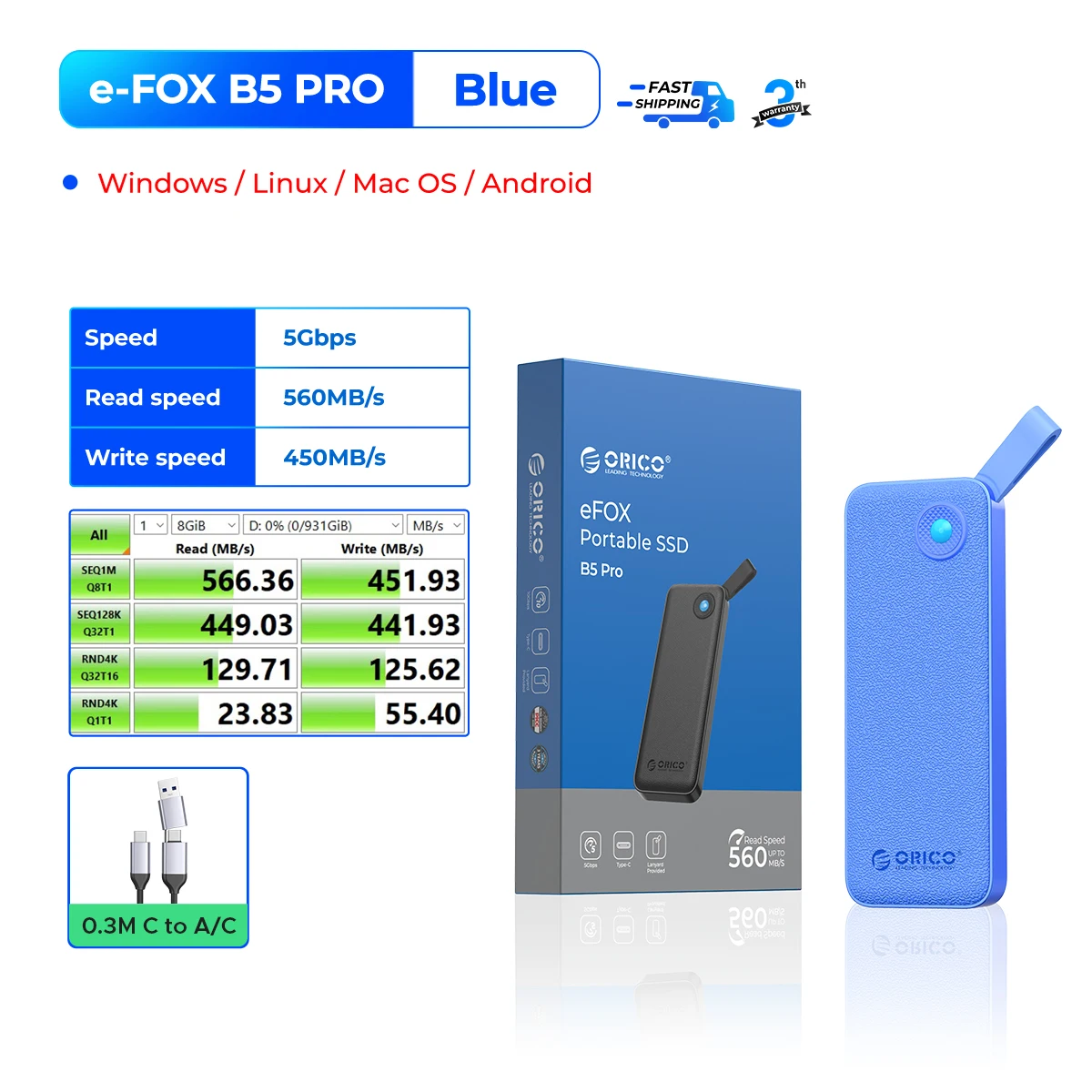 外付けSSD 1TB ORICO e-FOX B5 Plus 新品 Sc16279db15dd40af90f08c2ece049