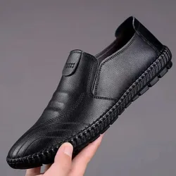 Chaussures en cuir décontractées pour hommes, chaussures à enfiler, chaussures plates confortables, peau douce, qualité rétro, extérieur, affaires, Oxfords