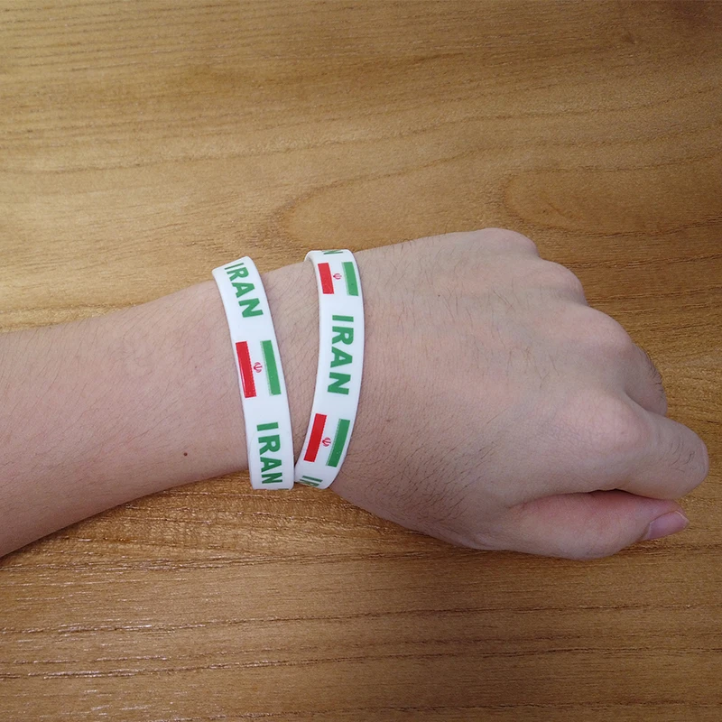 2pcs Iran National Flag Wristbands Sports Silicone Bracelet Men Women Rubber Band Patriotic Commemorative Fashion Accessory