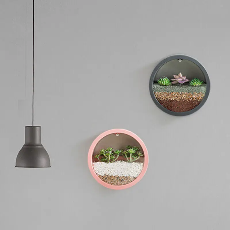 Modern Wall Planters - Hanging Succulent Pots with Circle Metal Frame for Indoor and Outdoor Decor