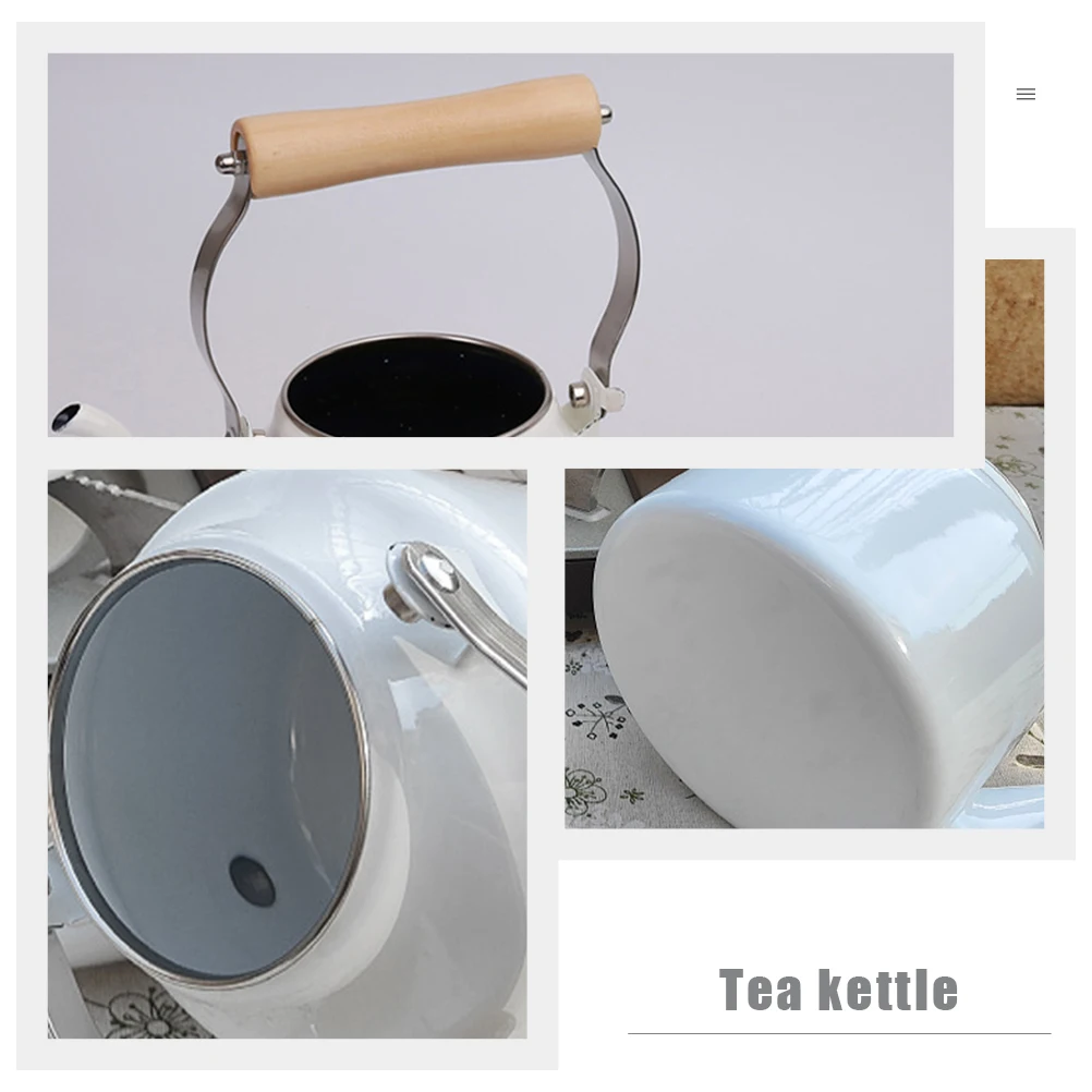 

Whistle Kettle Enamel Tea Stove Top Small Stovetop White Electric Kettles Boiling Water Camping Teapot Large Capacity