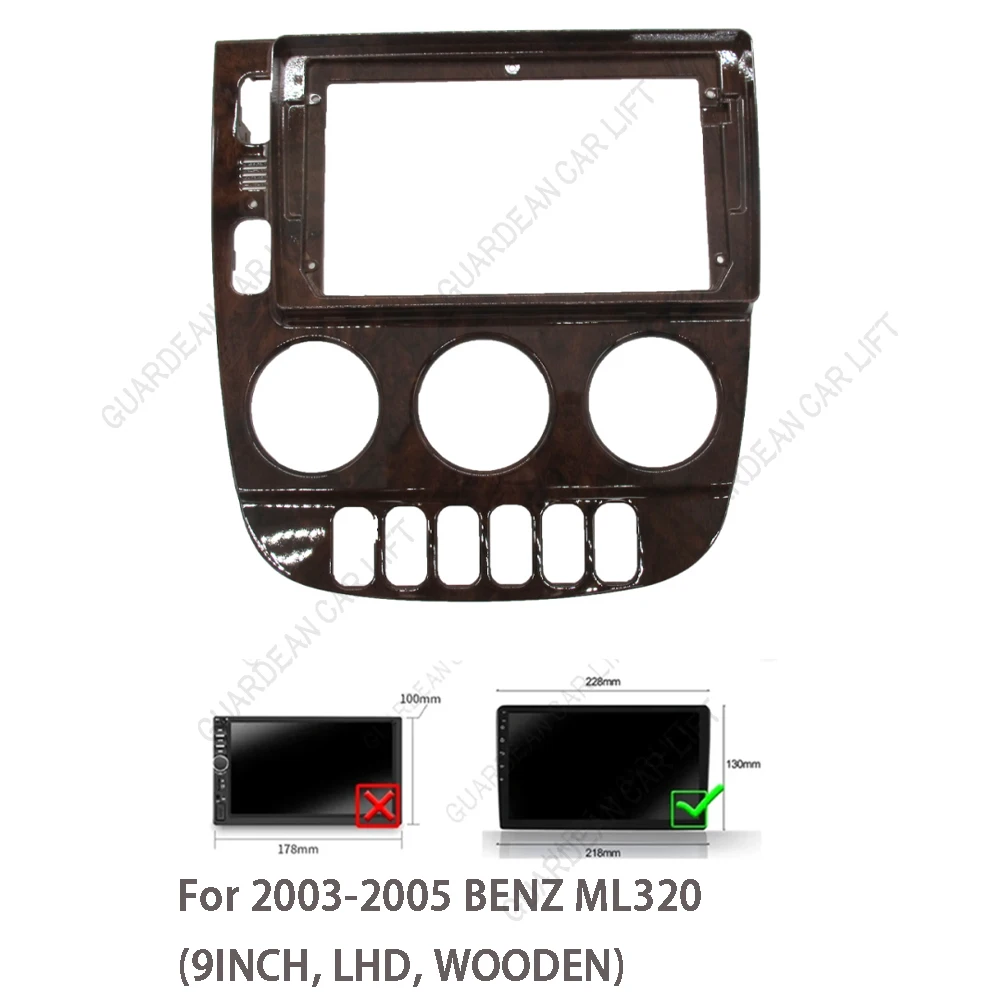 9INCH Car Radio Fascias For 2003-2005 BENZ ML320 Android Stereo Frame Player 2 Din Head Unit Panel Dash Trim With Cable Canbus