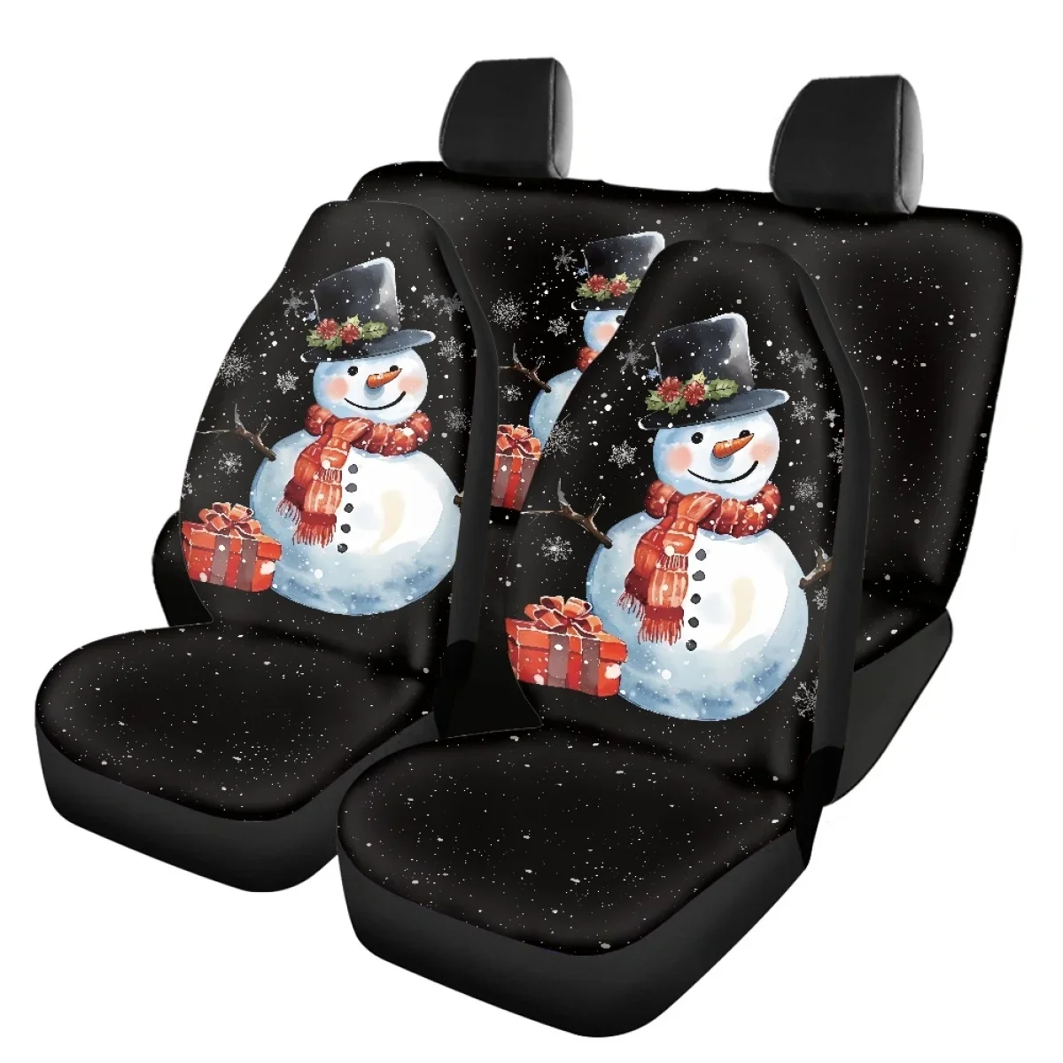 New Merry Christmas Santa Claus Snowman Pattern Car Front Back Seat Cover Set Brand Easy Install Washable Interior Spare Parts