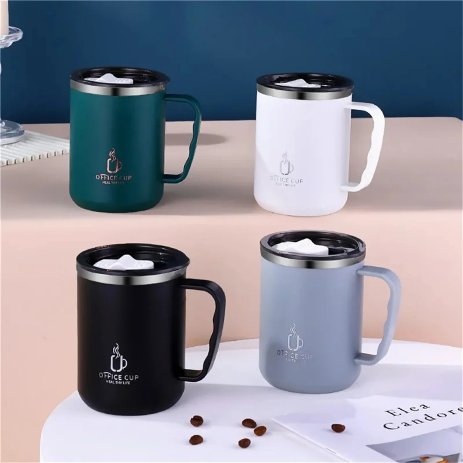 Stainless Steel Coffee Cup Mug With Lid Insulated Coffee Mug Double Wall Coffee Tumbler With Handle Heat-resistant Drinkware