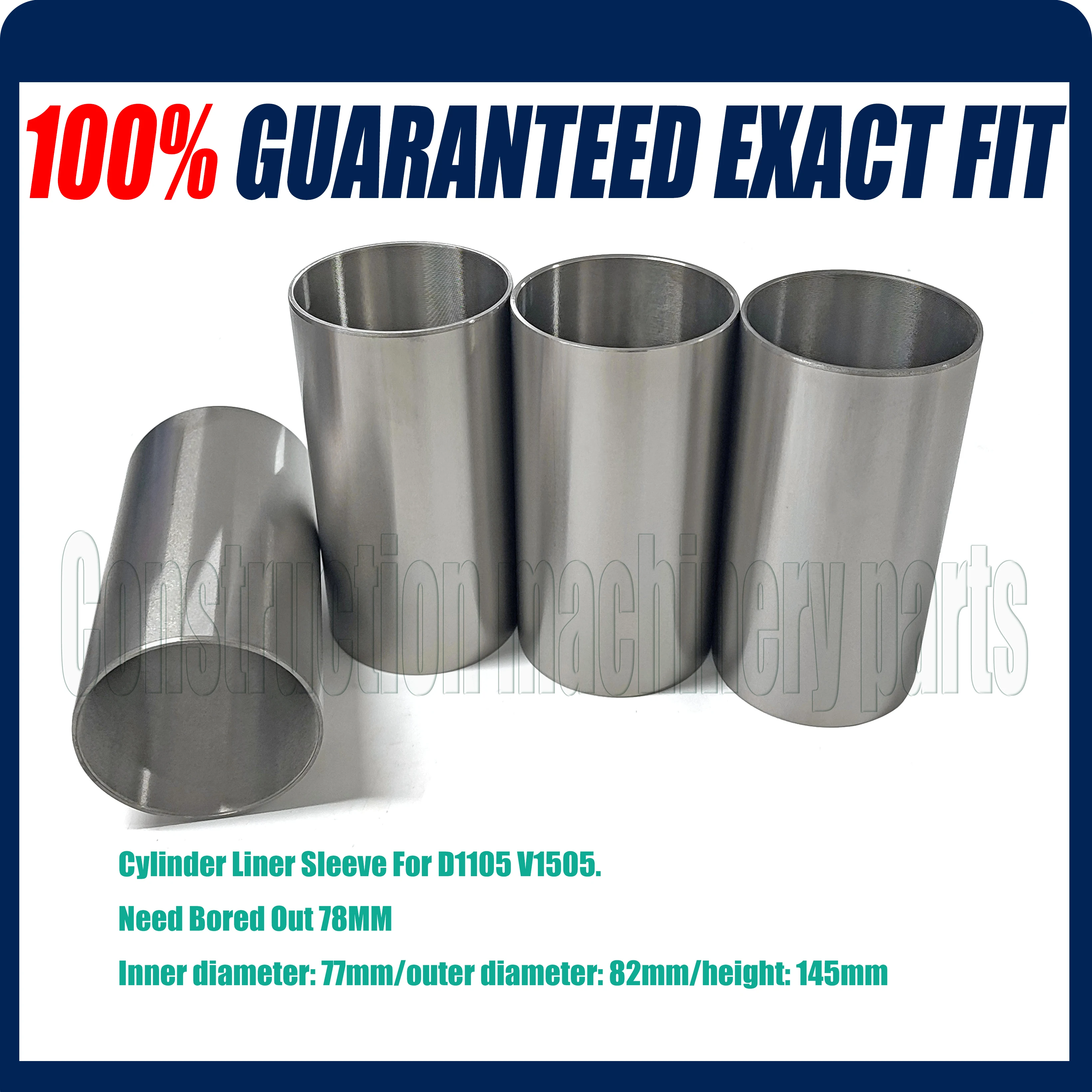 (1PC) Cylinder Liner Sleeve For Kubota D1105, V1505, Need Bored Out 78MM.