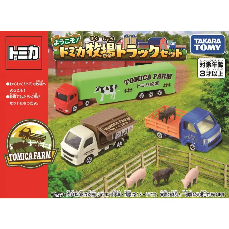 Takara Tomy Tomica Simulation alliage modèle de voiture jouet 3 pièces Ranch camion ensemble 297680 cadeau d'anniversaire pour enfants jouets Collection ornement