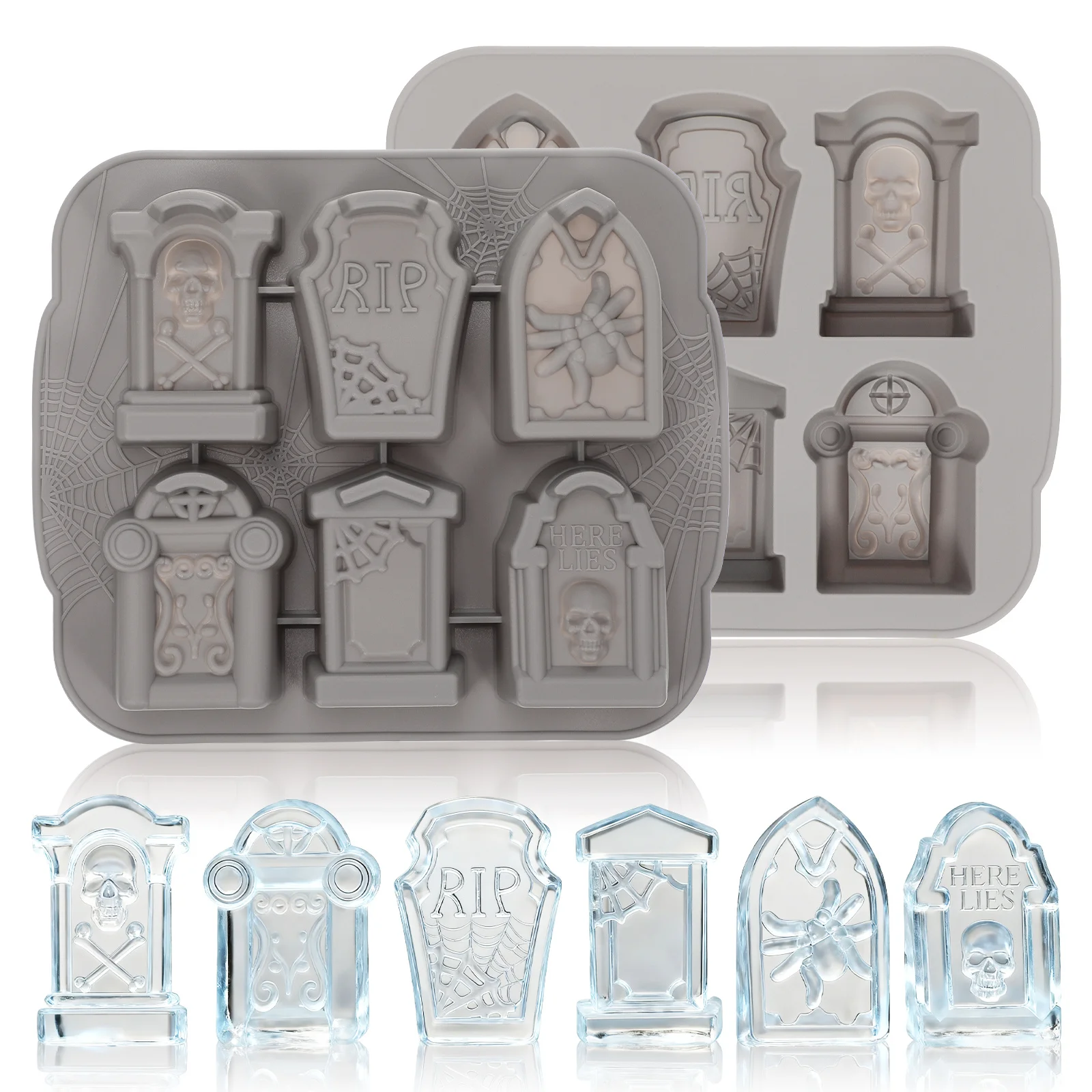 

Halloween Tombstone Silicone Ice Cube Mold Grey Whisky Cocktail Party Bar Candy Chocolate Jelly Tray Accessory
