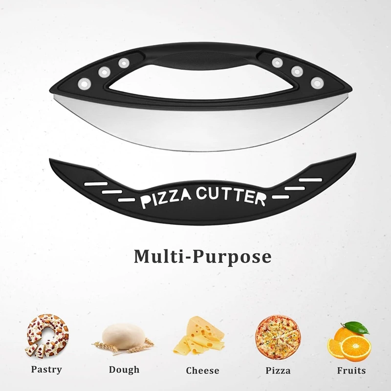 Pizza Cutter,12In Pizza Cutter Rocker With Blade Cover For Kitchen And Commercial Use,Stainless Steel Pizza Knife Slicer