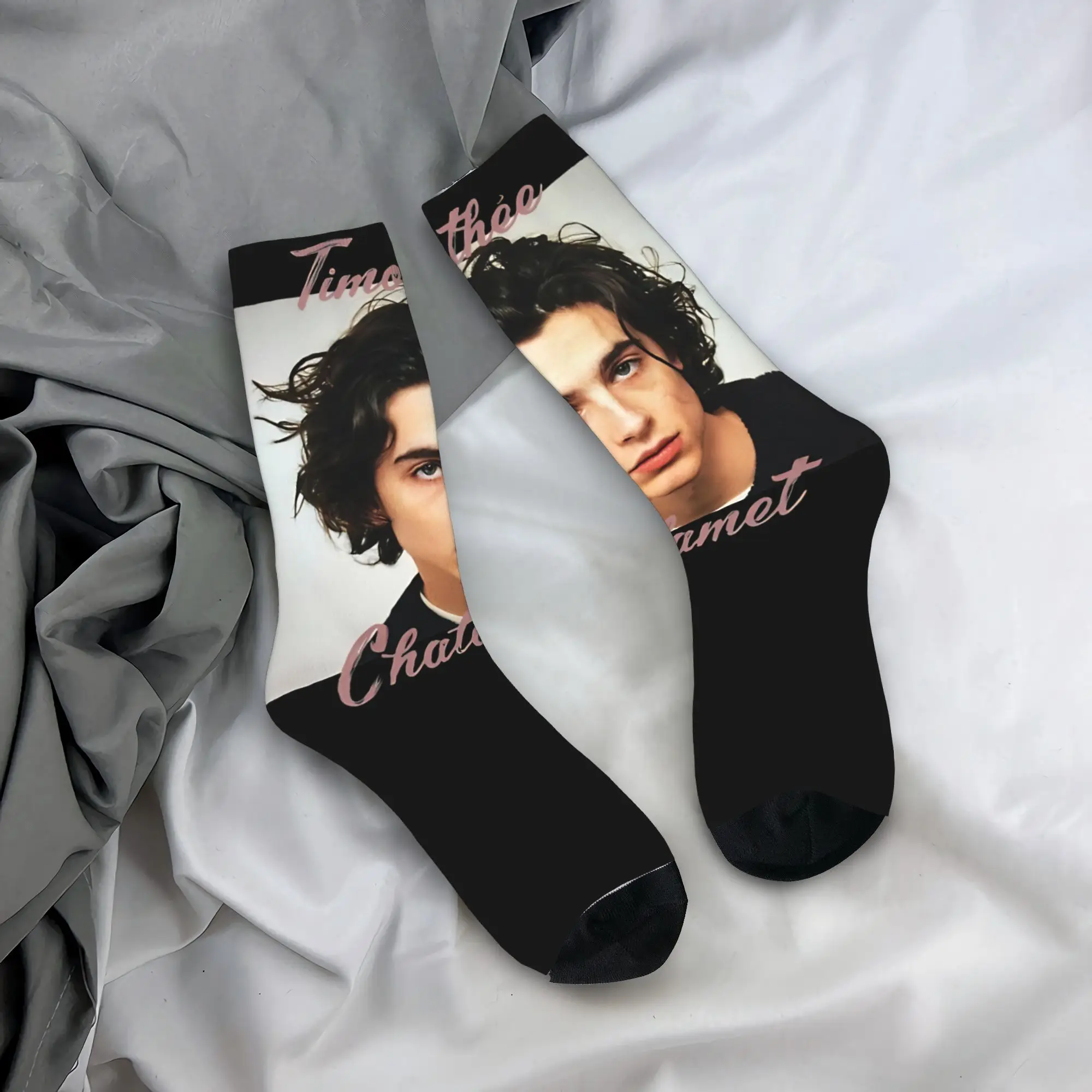 

Timothee Chalamet American Actor Socks Trendy Stockings Men's Comfortable Outdoor Socks Spring Graphic Non Skid Socks