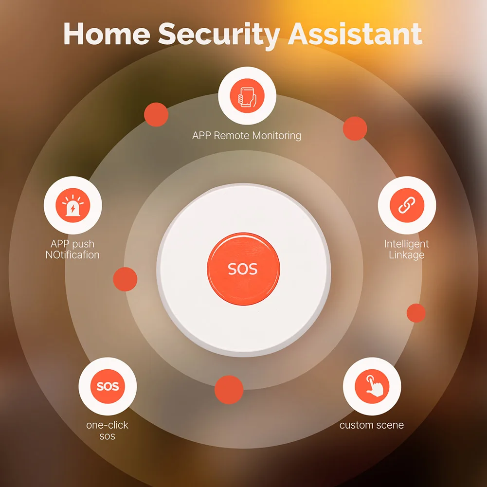 زيجبي SOS زر إنذار الطوارئ إشعار التطبيق بنقرة واحدة مساعدة في حالات الطوارئ زر الذعر اللاسلكي إنذار للطفل المسنين المريض