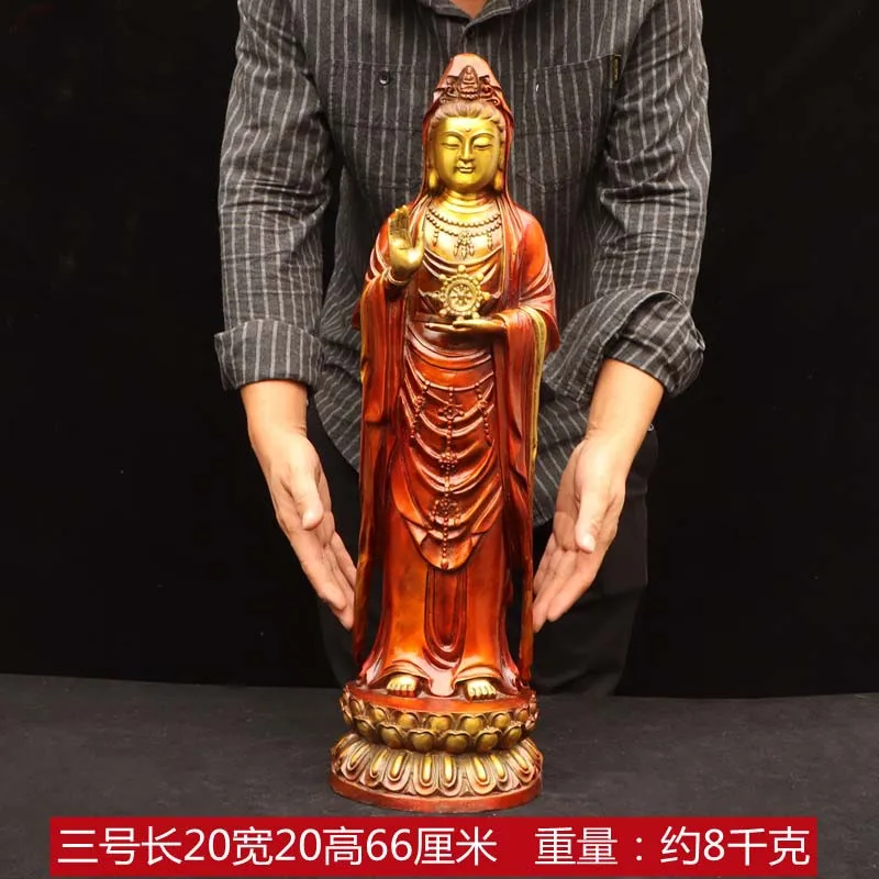 66CM Large Asia Nanhai Putuo Guanyin brass buddha Home temple Shrine Effective protection safety healthy bring Good luck money