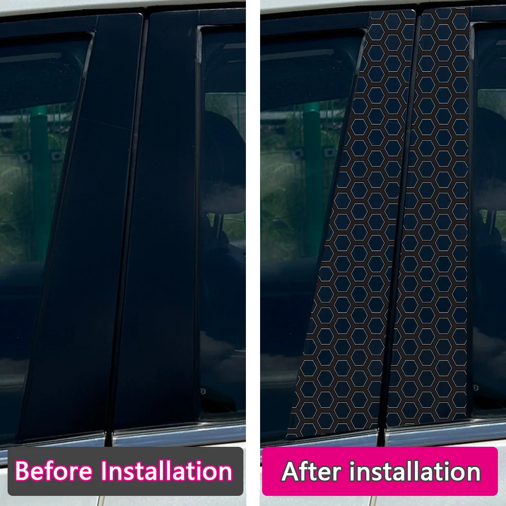 Honeycomb Hollow out Car Stickers Auto B Pillar Waterproof Decoration DIY Car Doors Pillar Sunscreen PVC Decals